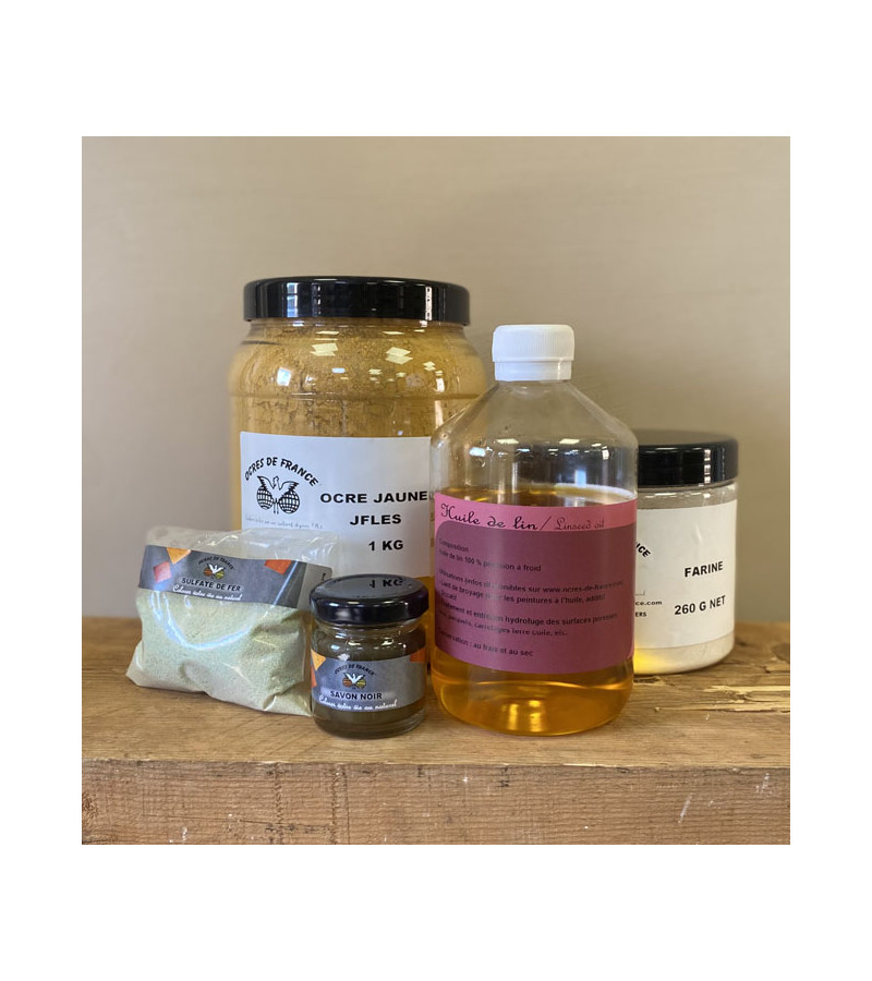 KIT PEINTURE À LA FARINE OCRE JAUNE FONCÉ JFLES (POUR 15 M²)