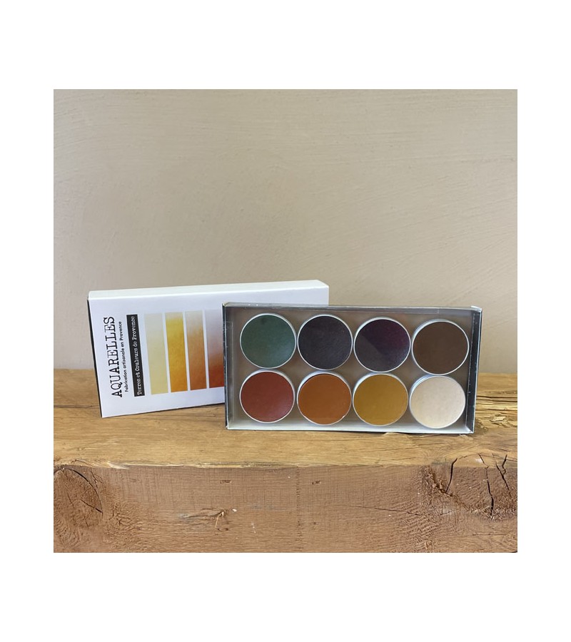 WATERCOLOURS BOX 8 NATURAL COLORS (aquarelles Terres et couleurs de Provence)