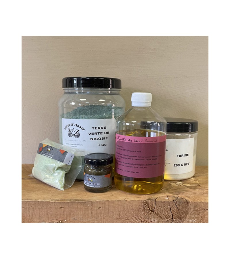 KIT PEINTURE À LA FARINE TERRE VERTE DE NICOSIE (POUR 15 M²)