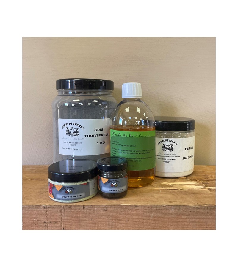 KIT PEINTURE À LA FARINE GRIS TOURTERELLE  (POUR 15 M²)