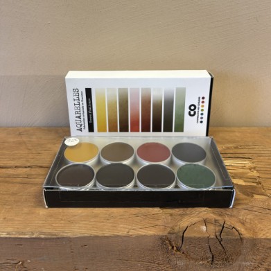 WATERCOLOUR SET OF 8 "TERRES D'AILLEURS"