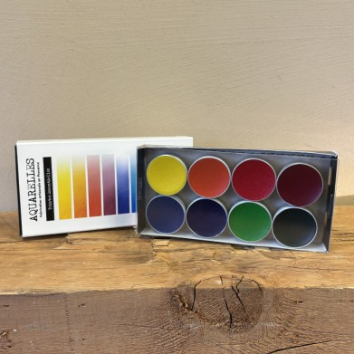 BOX OF 8 WATERCOLOURS "TEINTES ESSENTIELLES"