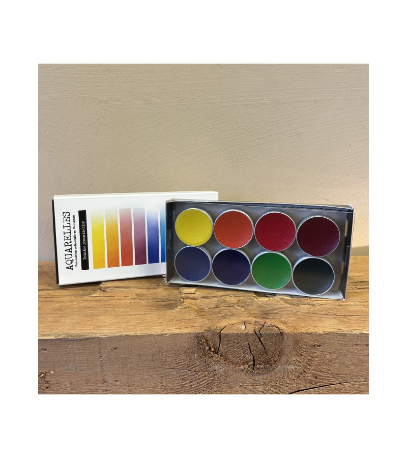BOX OF 8 WATERCOLOURS "TEINTES ESSENTIELLES"