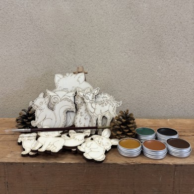 Kit peinture aquarelle sur bois "Animaux de la forêt"