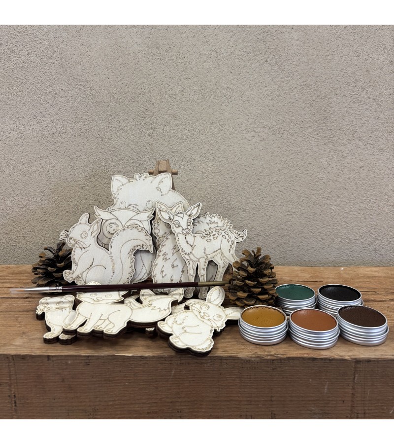 Kit peinture aquarelle sur bois "Animaux de la forêt"
