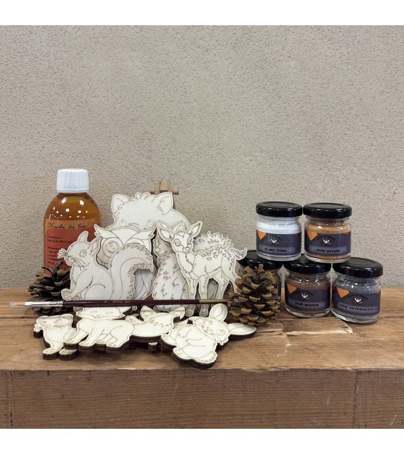 Kit peinture à l'huile sur bois "Animaux de la forêt"