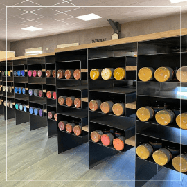 Shelving of Ocre de France pigments